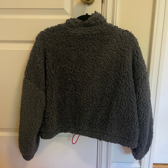 Urban Outfitters dark grey furry zip up jacket - Picture 2 of 4